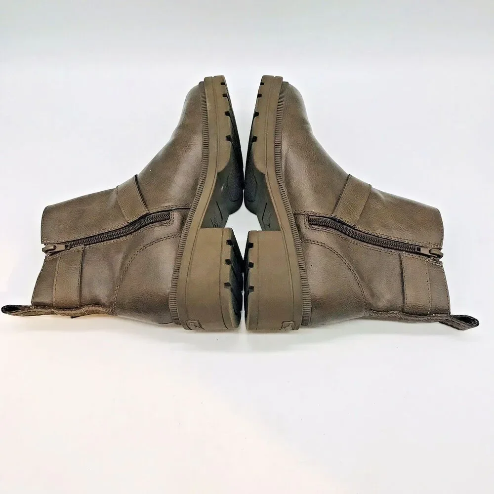 Rocket Dog Brown Conrad Ankle Boots Women's 6.5 Chunky Y2K Straps Buckles Bootie
